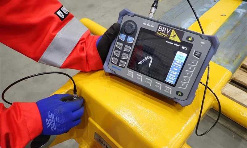 NDT instrument with the BRV logo in use